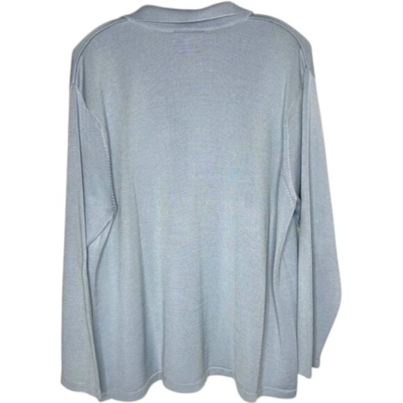 Talbots 70% Silk Collared V-Neck Lightweight Cardigan - Light Med. Blue - 2X - Picture 5 of 8